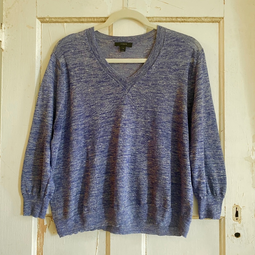 JCrew Lightweight Boxy Linen Melange Slub Sweater Pullover - M